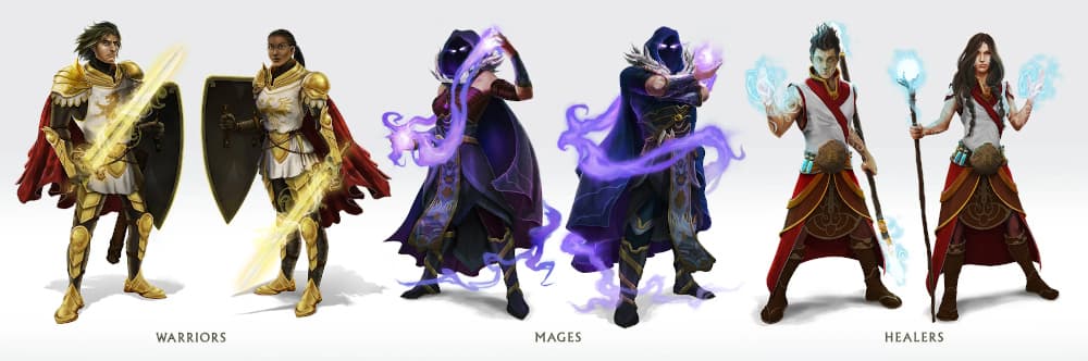 Tři hrdinské třídy Classcraft: Guardian, Healer a Mage