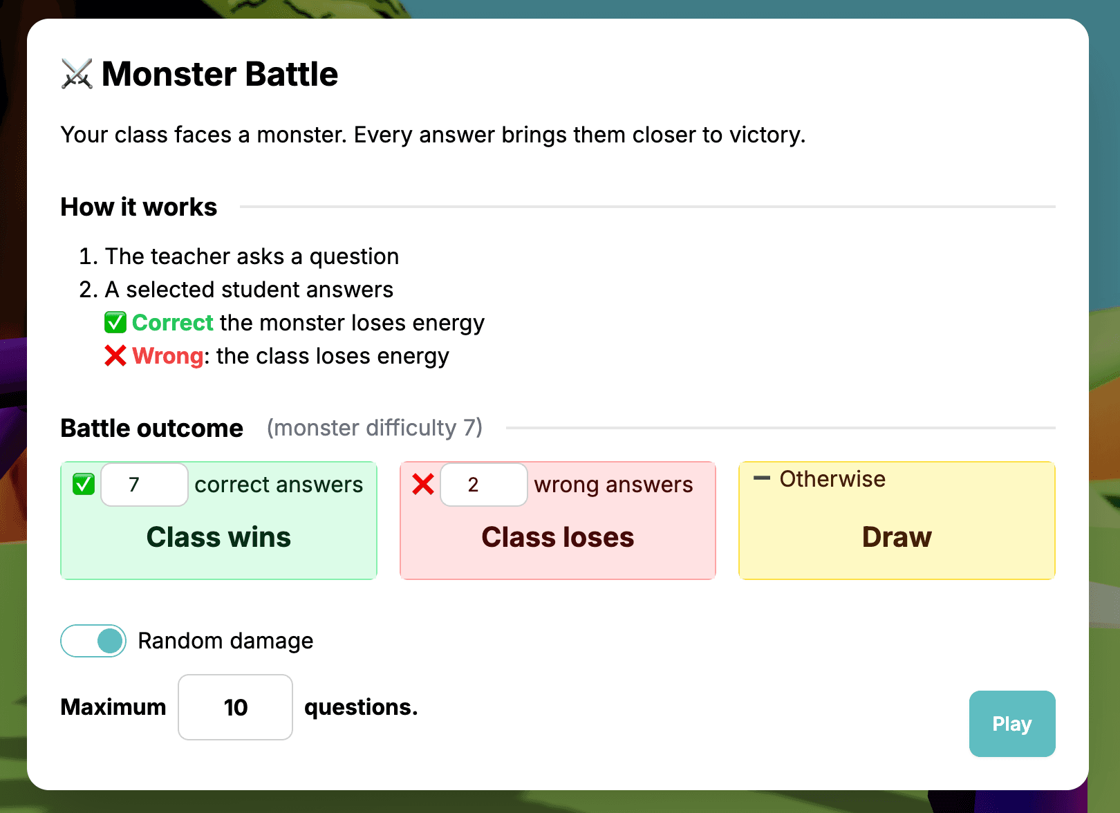 Konfigurace Monster Battle