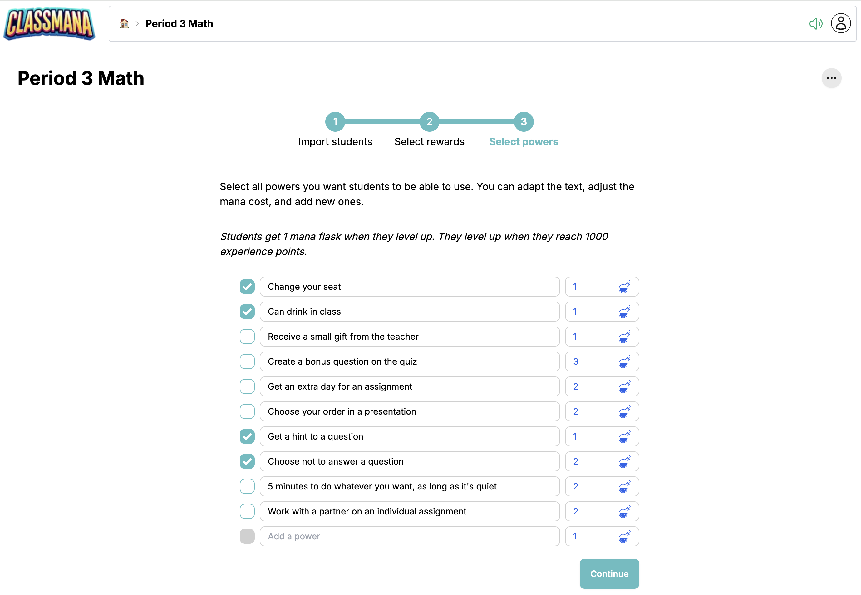 Krok konfigurace schopností
