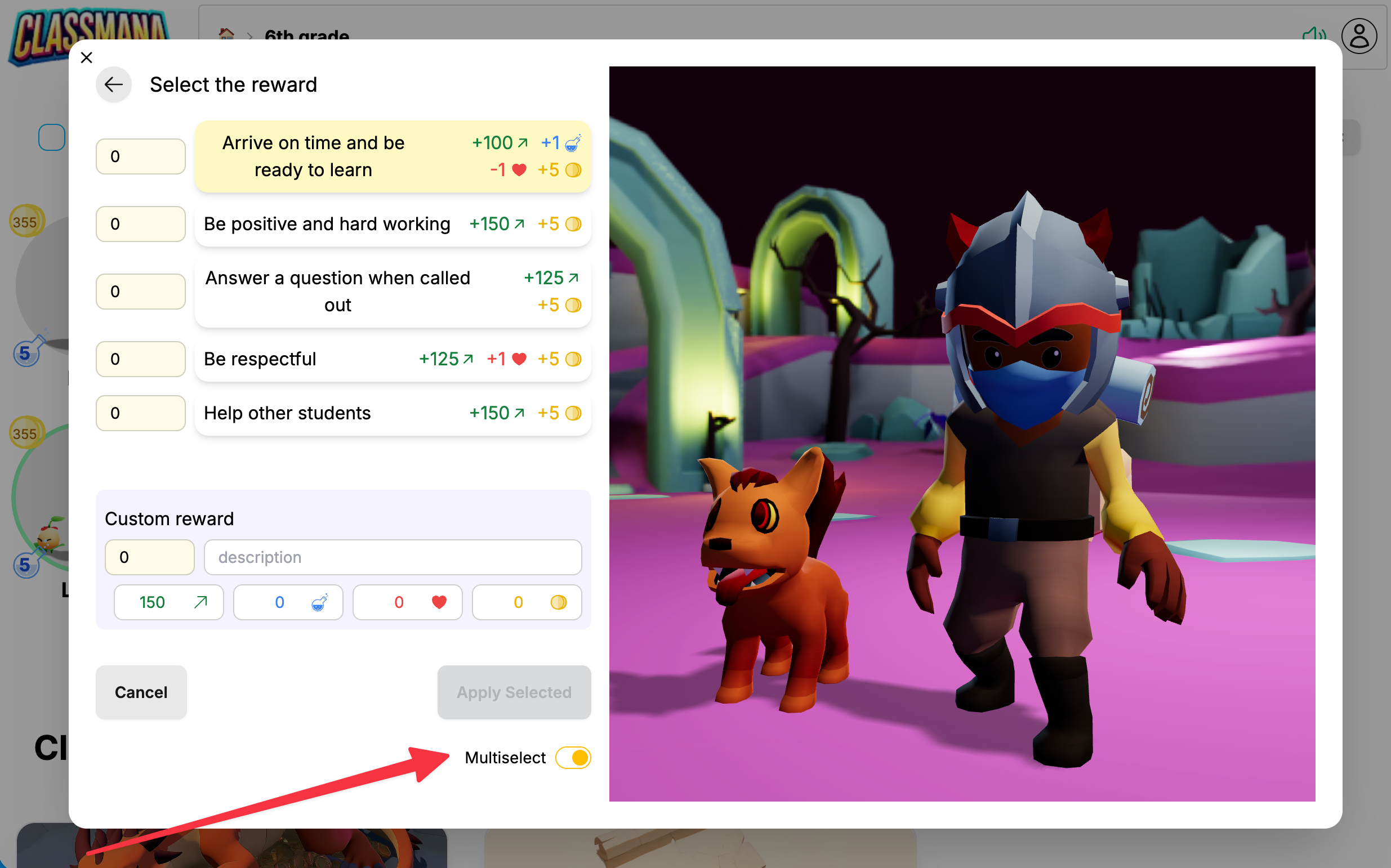 Přepínač režimu vícenásobného výběru